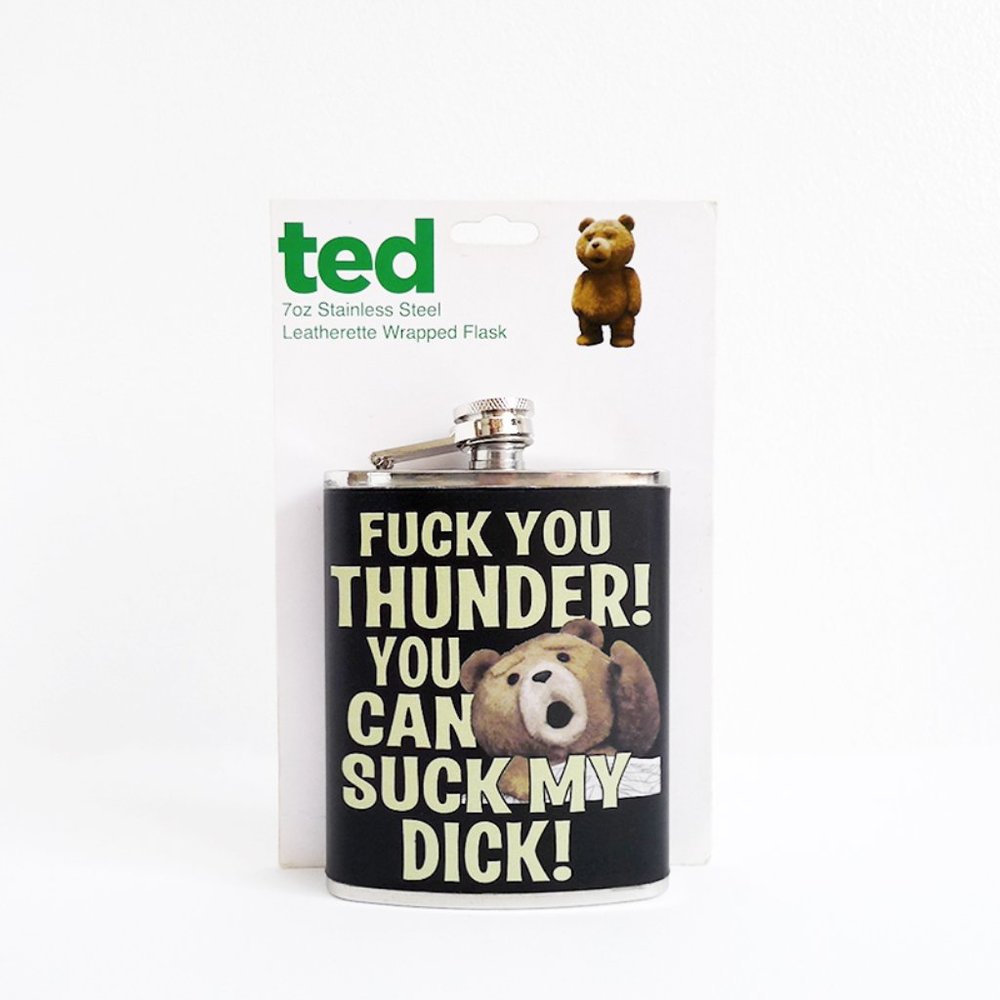 NEW TED Movie Bear Leatherette Stainless Steel F THUNDER YOU MY D Flask 7oz